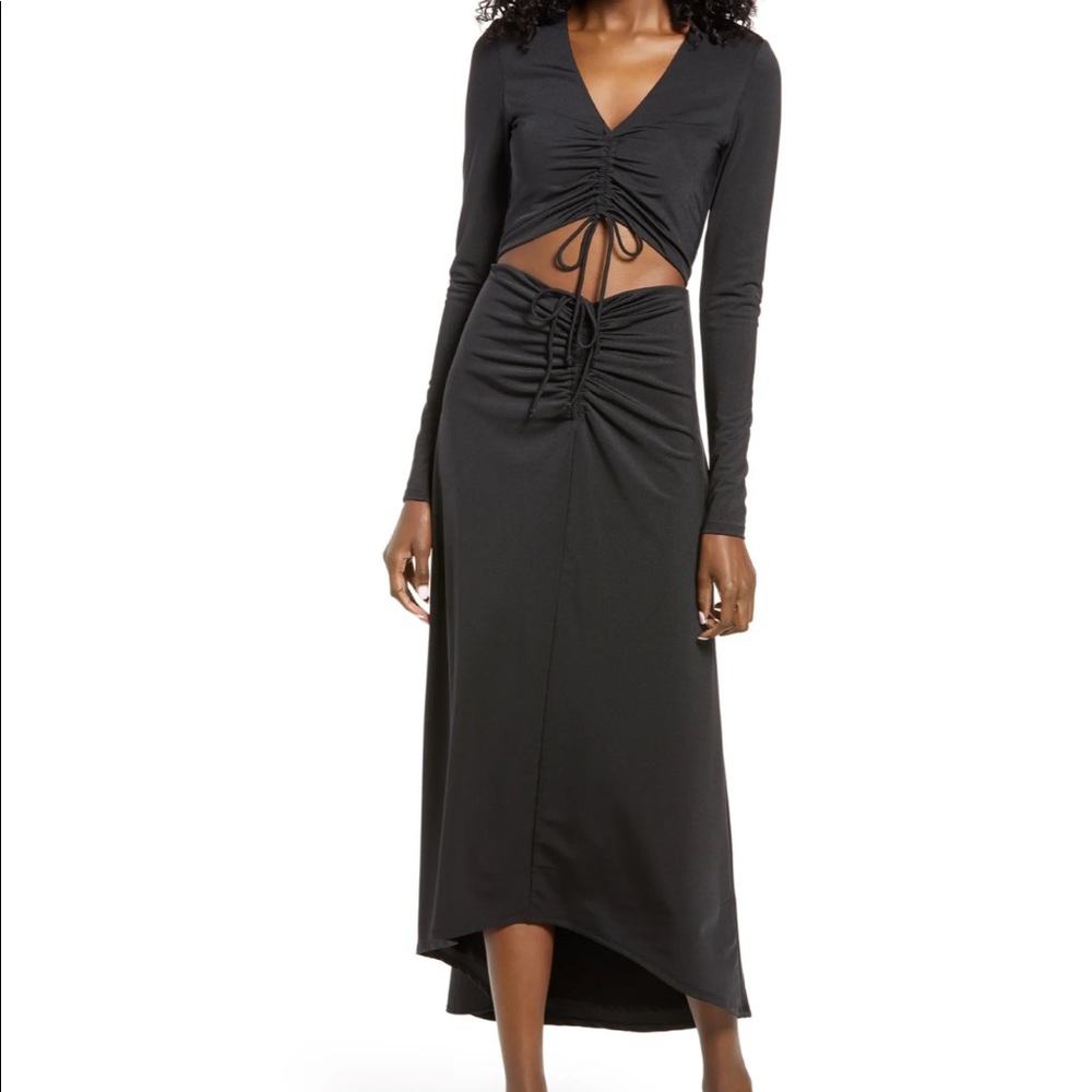 AFRM Rhys Cutout Long Sleeve Midi Dress